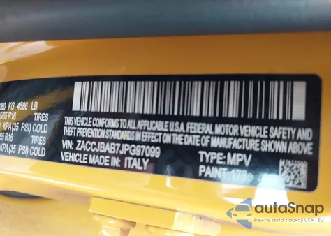 2018 Jeep Renegade Sport 4X4 из США, поврежденный, VIN ZACCJBAB7JPG97099